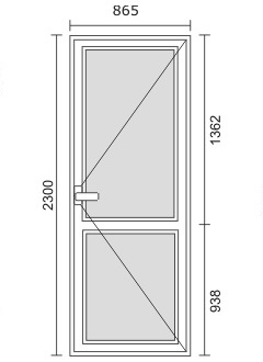 Disegni infissi in PVC - Portafinestra pvc  a ribalta profilo ideal 4000 Round Line (5 camere)